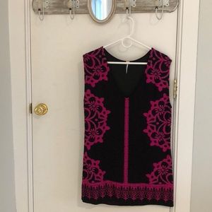 Free People Hot Pink / Black Shift Dress (XS)